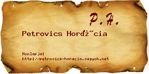 Petrovics Horácia névjegykártya